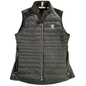 Peter Millar Mens Black Fuse elite Vest‎ Golf Outerwear Full Zip Logo L